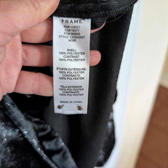 Frame Soft Touch Black Metallic Blouse, Size Large - Picture 9 of 14